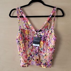 NWT Top Shop Floral Tank Boho Ditsy Floral summer Cottagecore Coquette Top 4 6 S